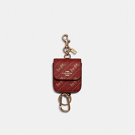 COACH C4305 Multi Attachments Case Bag Charm With Horse And Carriage Dot Print GOLD/BRIGHT RED