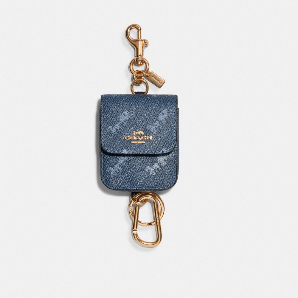 COACH C4305 MULTI ATTACHMENTS CASE BAG CHARM WITH HORSE AND CARRIAGE DOT PRINT IM/MIDNIGHT/SKY BLUE