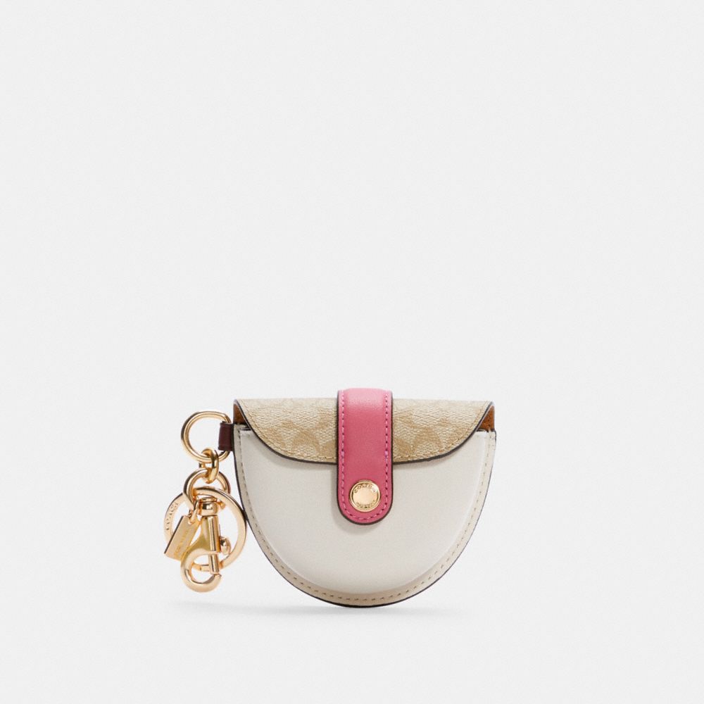 COACH C4306 - MINI SADDLE BAG CHARM IN SIGNATURE CANVAS IM/LIGHT KHAKI MULTI