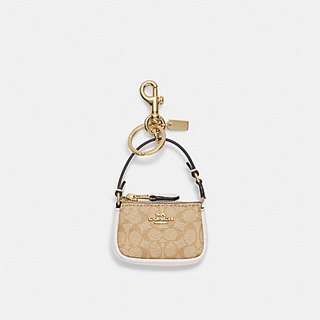 COACH C4310 Mini Nolita Bag Charm In Signature Canvas Gold/Light-Khaki-Chalk