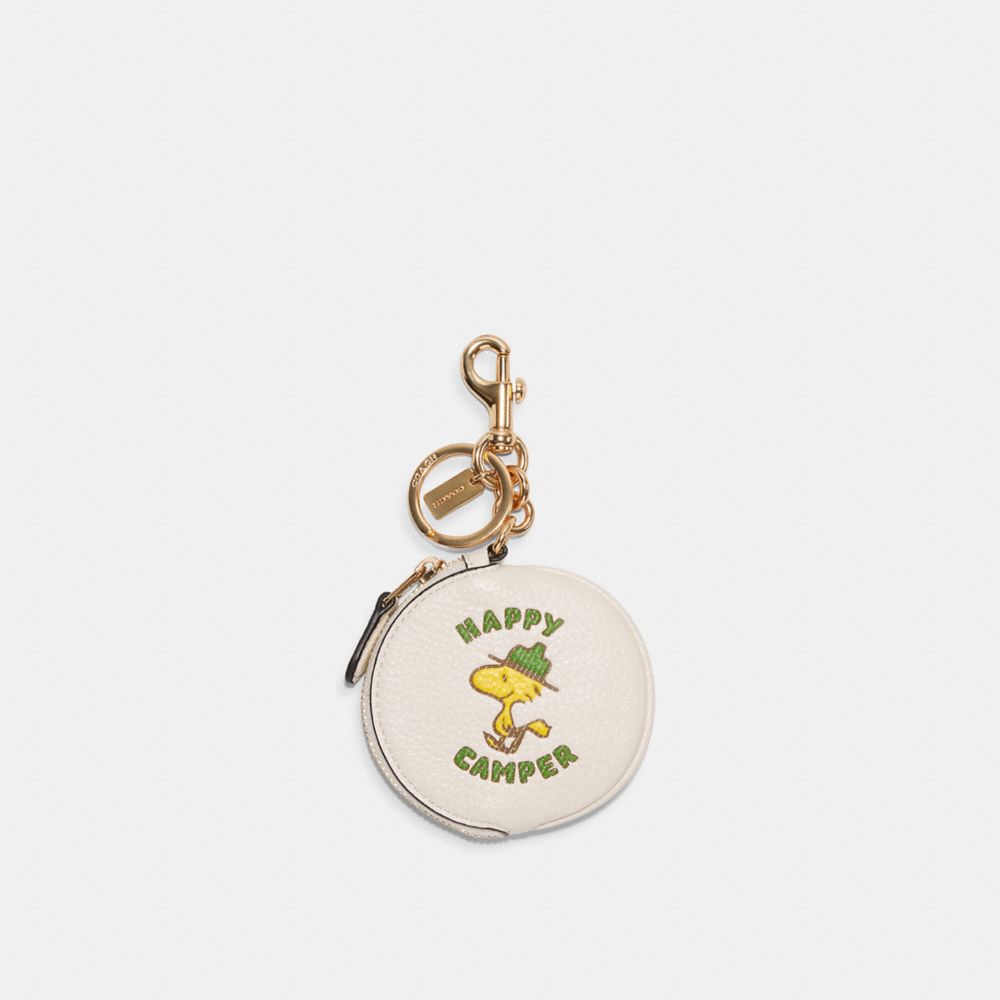 COACH X PEANUTS CIRCULAR POUCH BAG CHARM WITH WOODSTOCK - IM/CHALK MULTI - COACH C4318