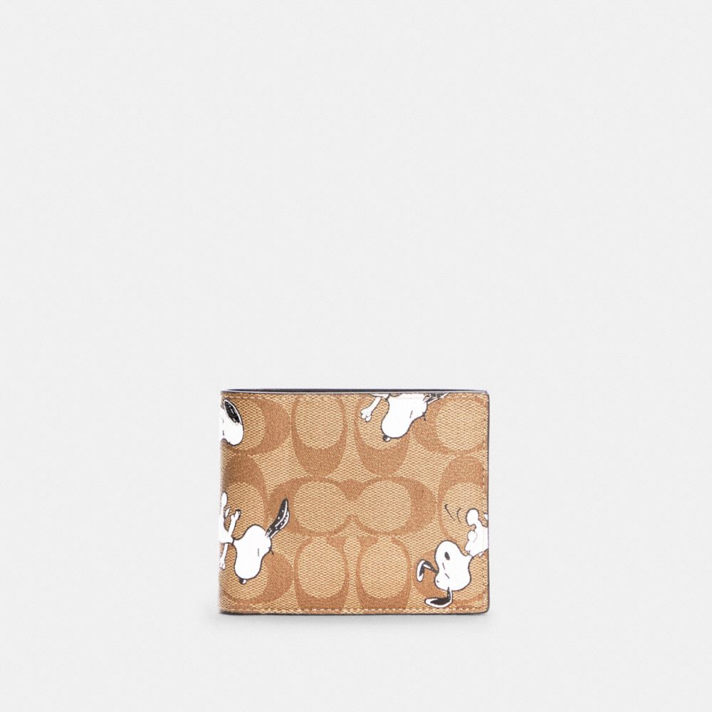 COACH COACH X PEANUTS 3-IN-1 WALLET IN SIGNATURE CANVAS WITH SNOOPY PRINT - QB/KHAKI MULTI - C4326