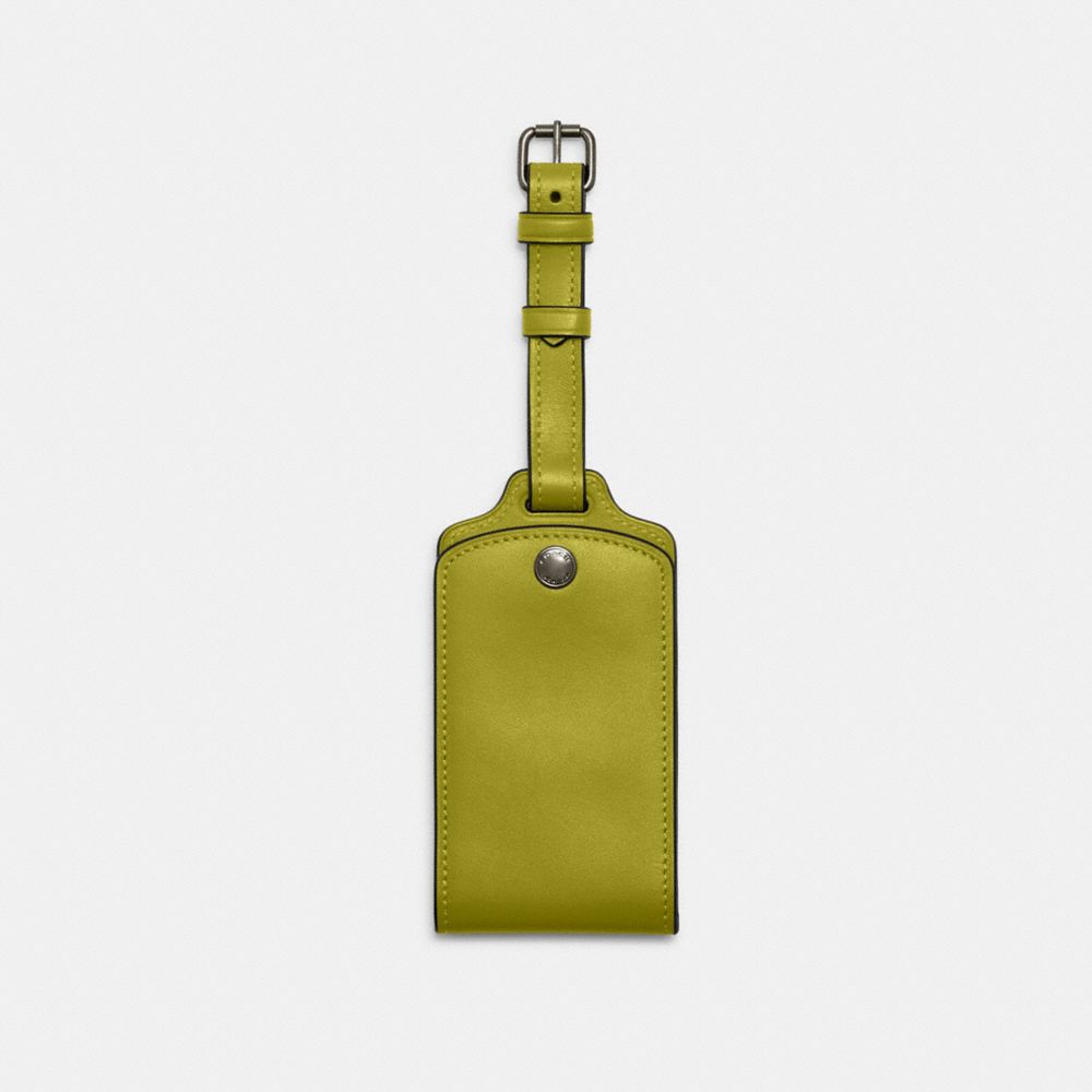 COACH C4330 Luggage Tag Black Antique Nickel/Chartreuse