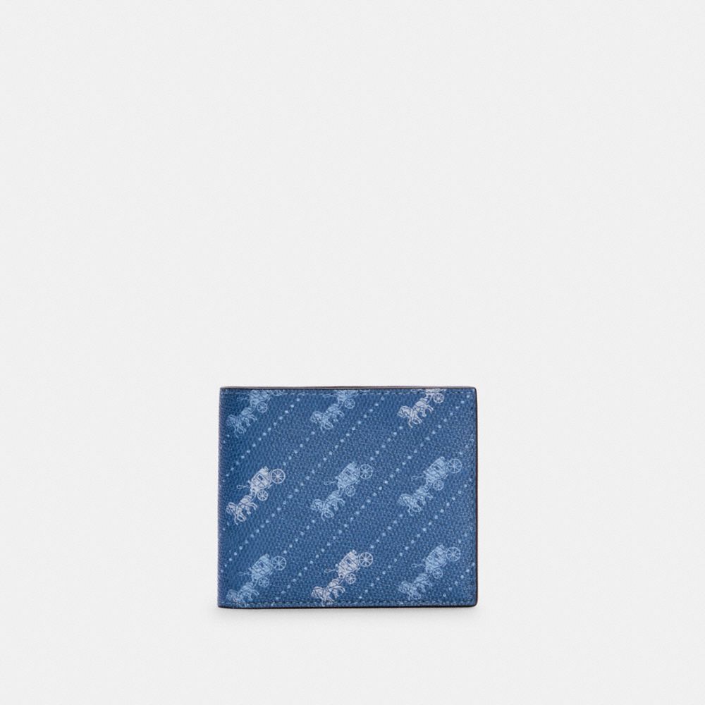 COACH C4332 - ID BILLFOLD WALLET WITH HORSE AND CARRIAGE DOT PRINT -  QB/PALE JEWEL BLUE | COACH GIFTS
