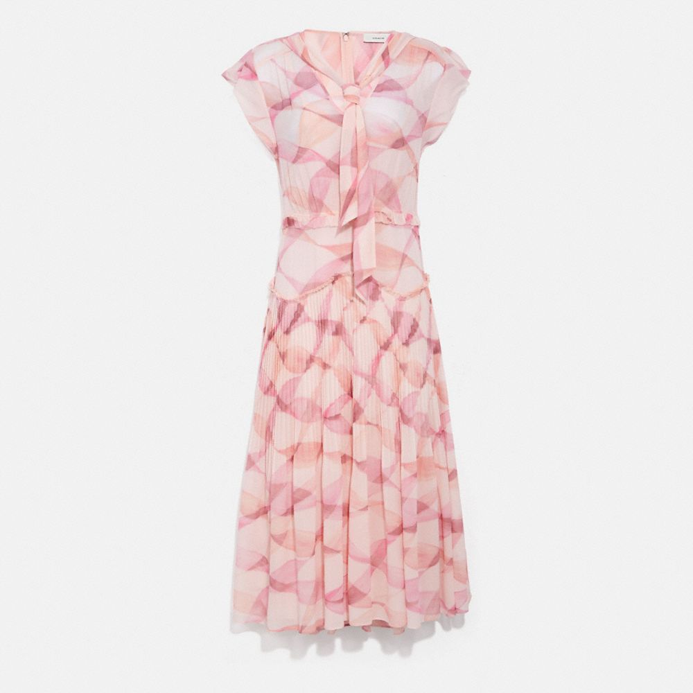 COACH PRINTED SLEEVELESS UPTOWN DRESS - PINK/CORAL - C4350