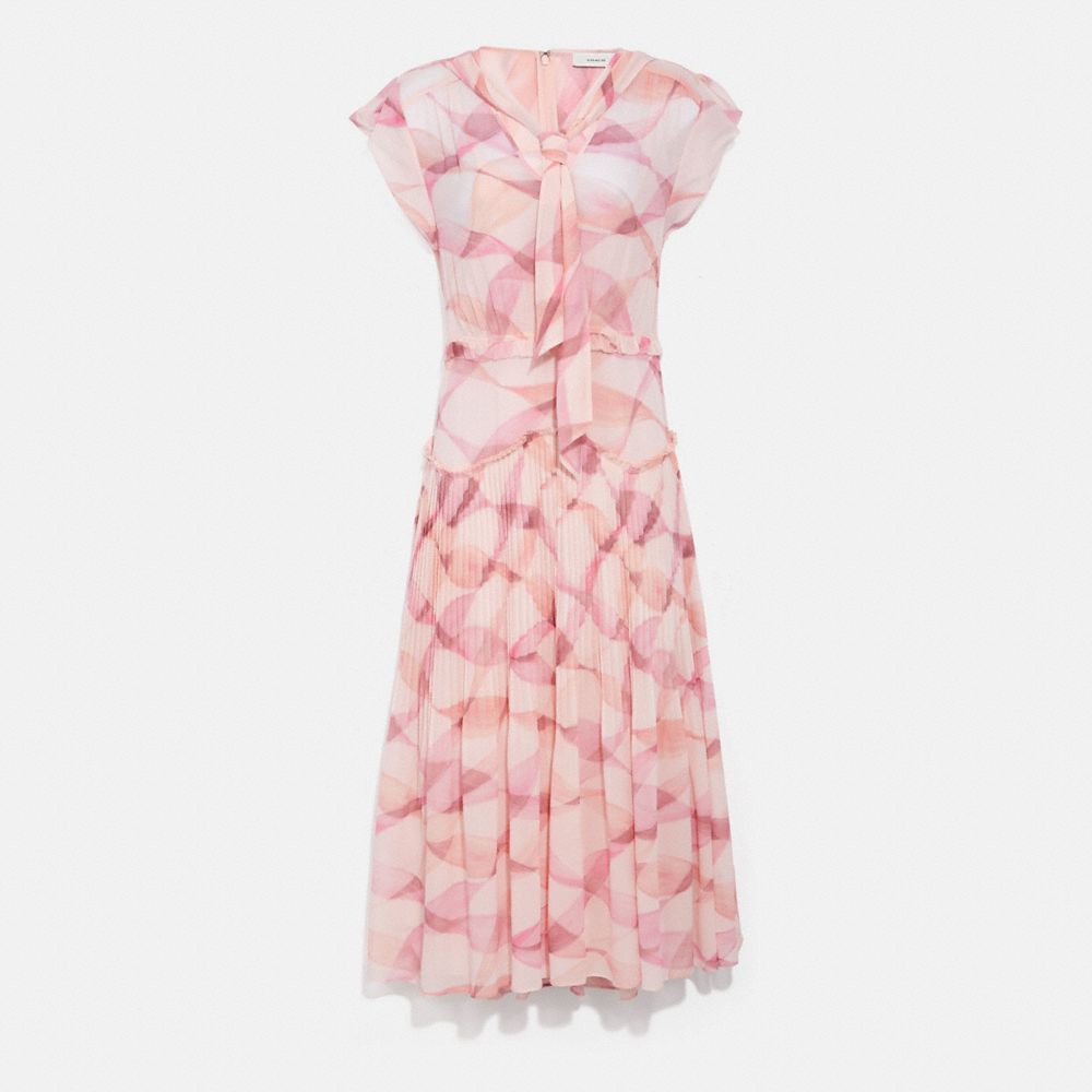 PRINTED SLEEVELESS UPTOWN DRESS - C4350 - PINK/CORAL