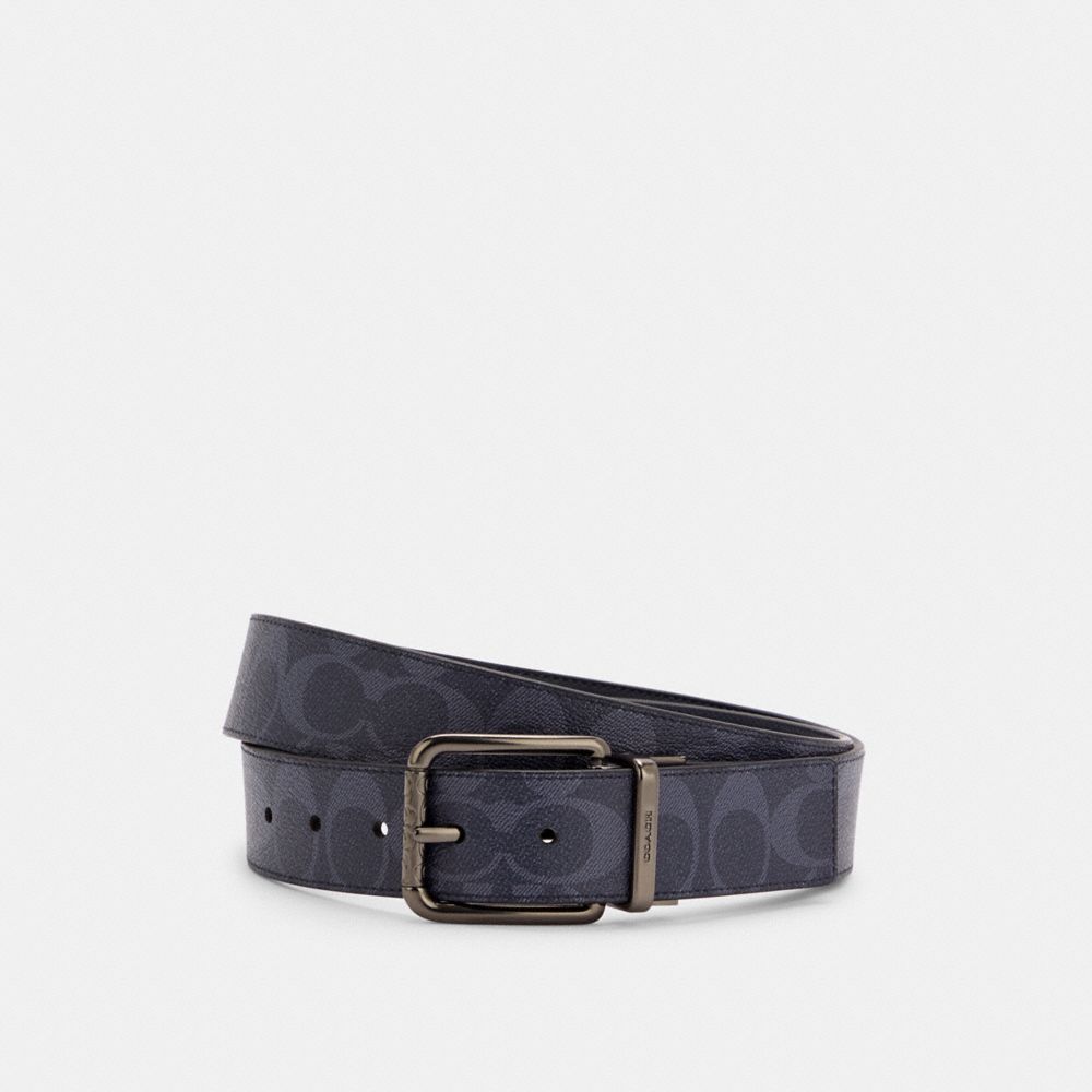 ROLLER BUCKLE CUT-TO-SIZE REVERSIBLE BELT, 38MM - C4429 - QB/DENIM