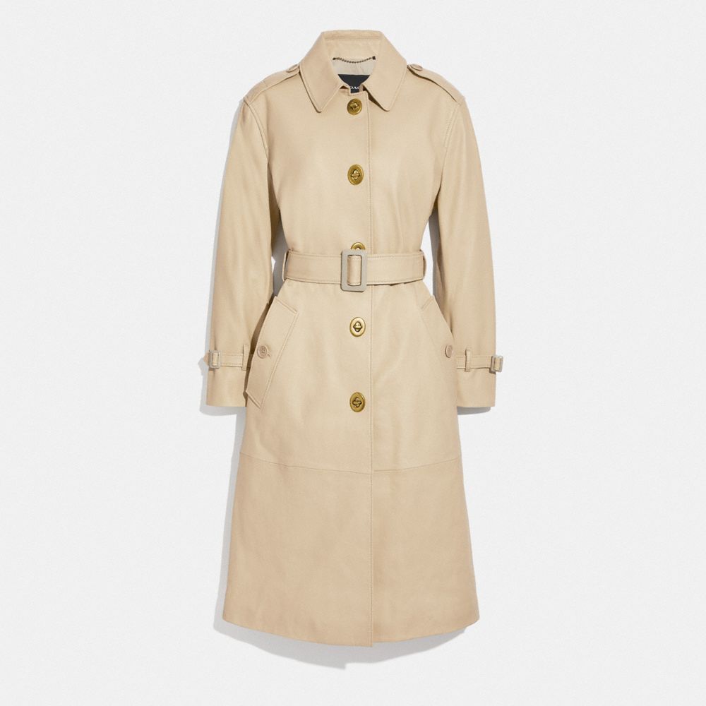 Lightweight Leather Trench - FADED SAND - COACH C4447