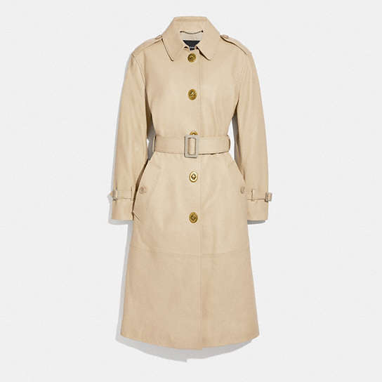 C4447 - Lightweight Leather Trench Faded Sand