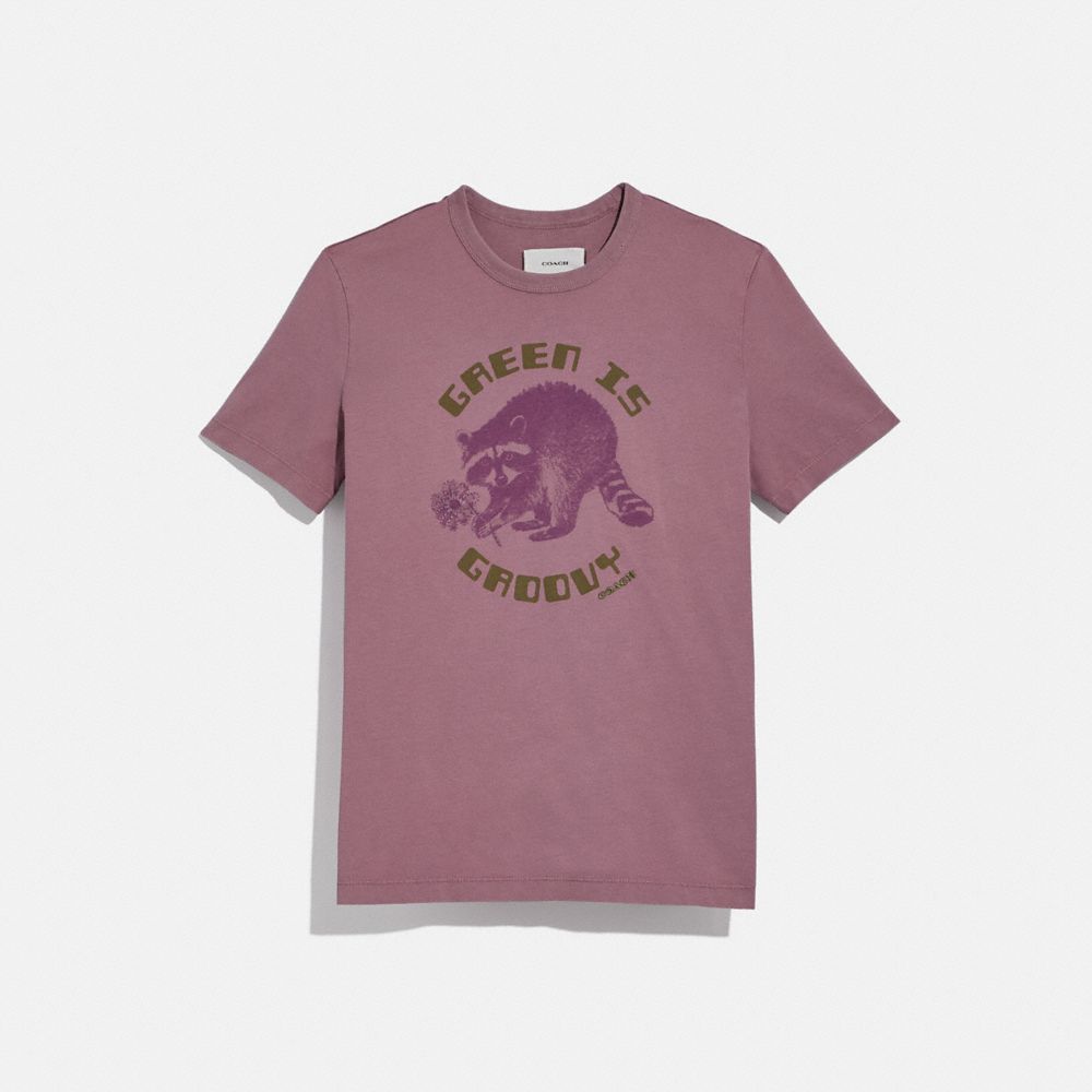 COACH C4449 Green Is Groovy T Shirt In Organic Cotton Organic Pink