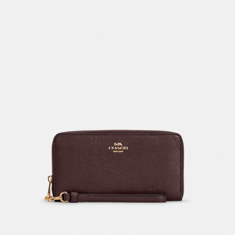 Long Zip Around Wallet - C4451 - GOLD/CRANBERRY