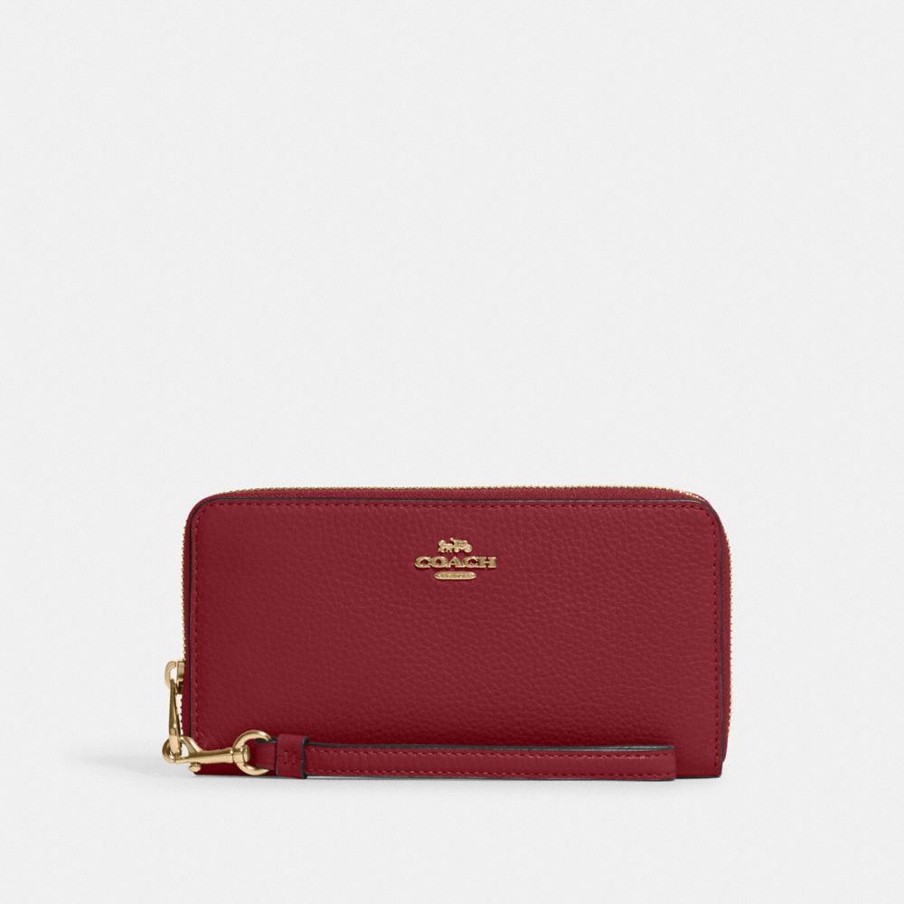 COACH C4451 Long Zip Around Wallet Gold/Cherry