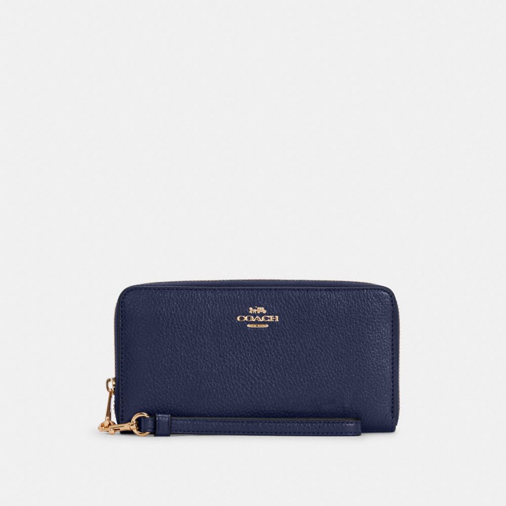 Long Zip Around Wallet - GOLD/COBALT - COACH C4451