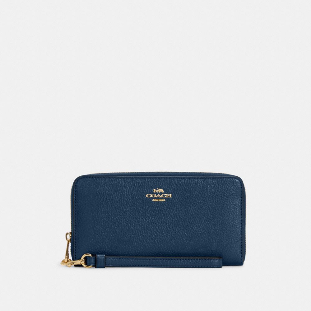 COACH C4451 Long Zip Around Wallet Gold/Denim