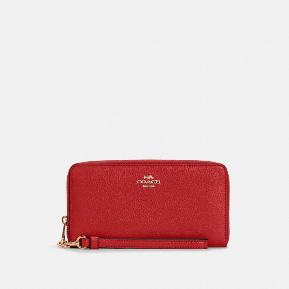 Long Zip Around Wallet - C4451 - GOLD/TRUE RED