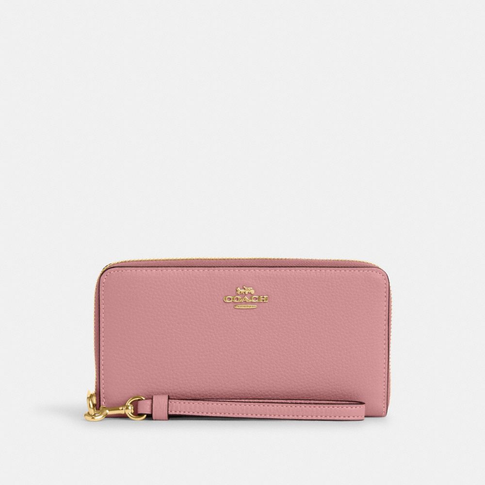 COACH C4451 Long Zip Around Wallet Gold/True Pink