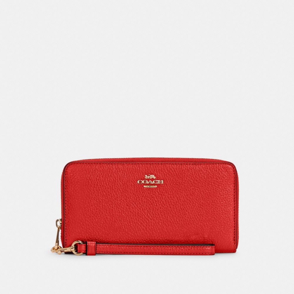 COACH Long Zip Around Wallet - IM/MIAMI RED - C4451