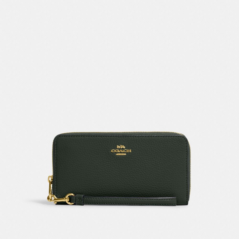 Long Zip Around Wallet - C4451 - Gold/Amazon Green