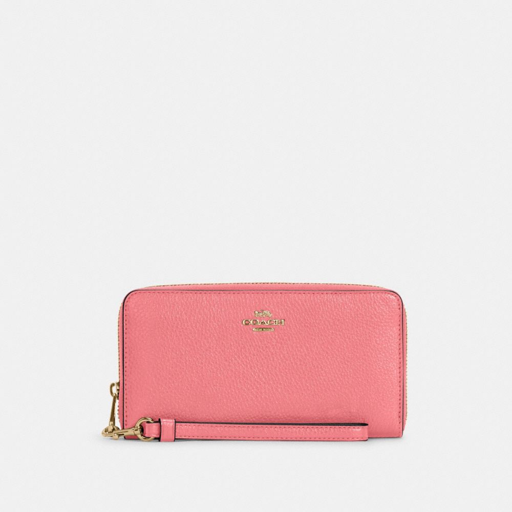 COACH Long Zip Around Wallet - GOLD/TAFFY - C4451