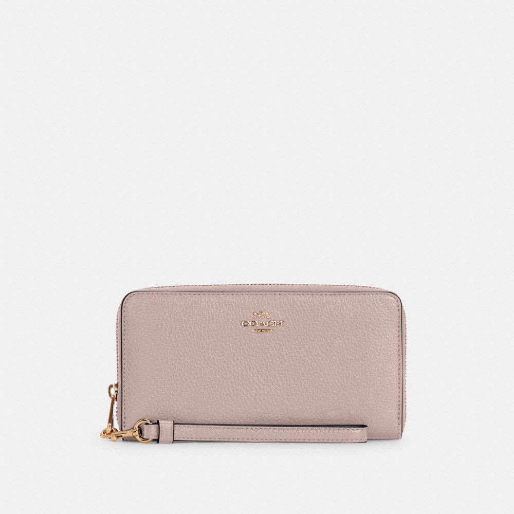 COACH Long Zip Around Wallet - GOLD/WASHED MAUVE - C4451