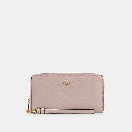 COACH Long Zip Around Wallet - GOLD/WASHED MAUVE - C4451