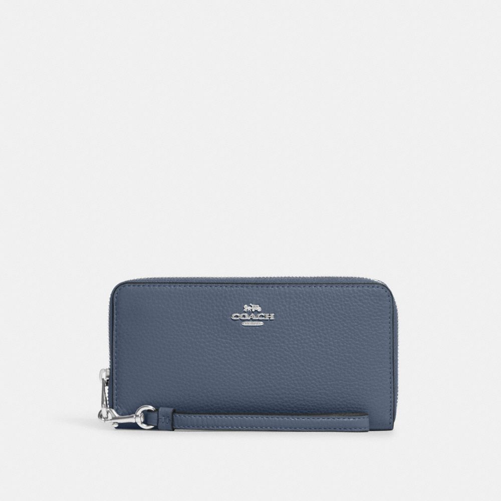 Long Zip Around Wallet - C4451 - Silver/Washed Chambray