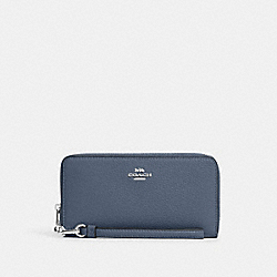 Long Zip Around Wallet - C4451 - Silver/Washed Chambray