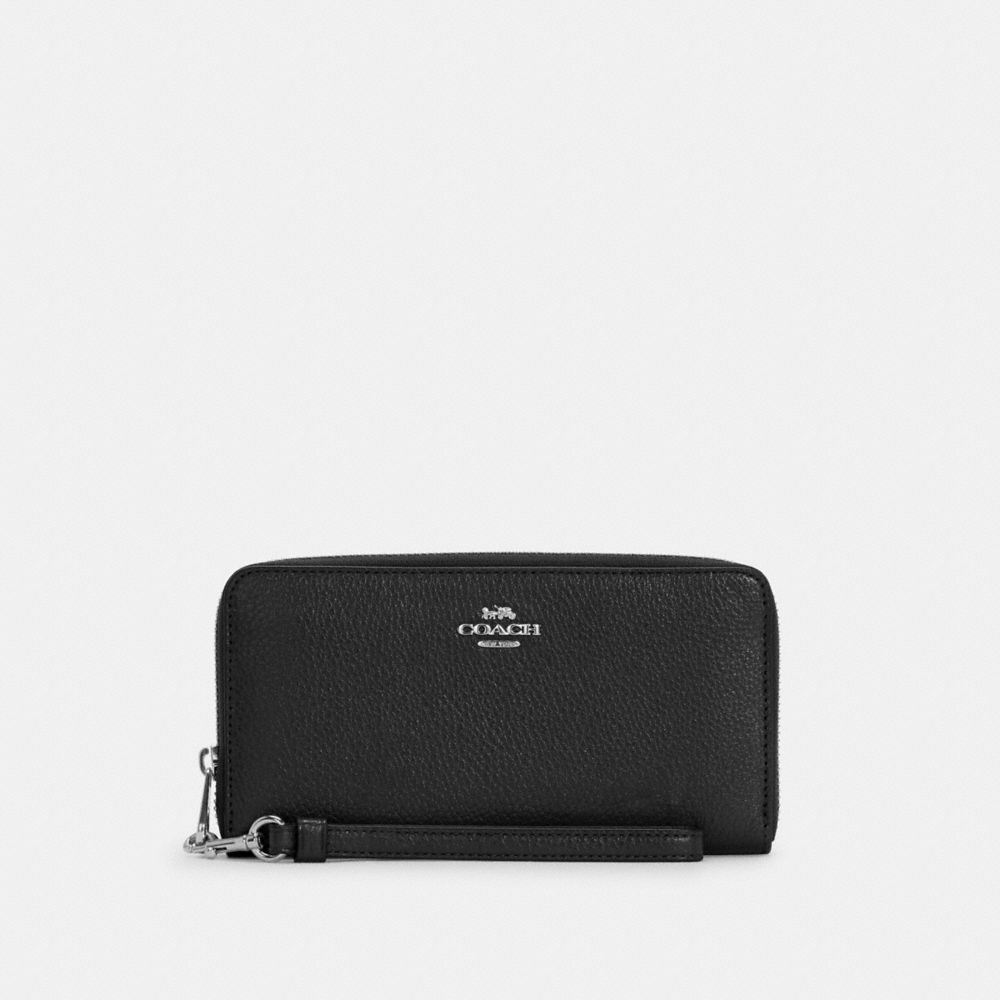 COACH LONG ZIP AROUND WALLET - SV/BLACK - C4451