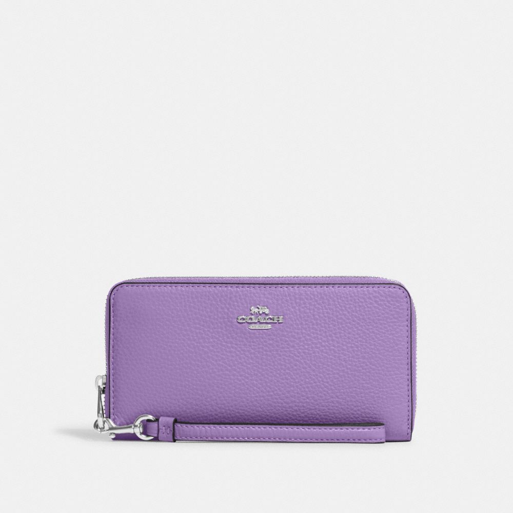 COACH C4451 Long Zip Around Wallet SILVER/IRIS