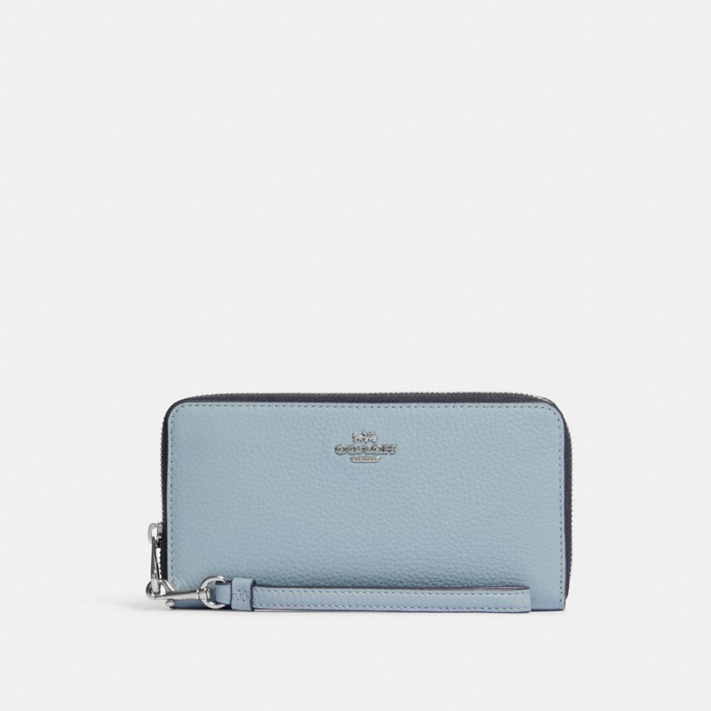 COACH C4451 Long Zip Around Wallet SV/Ice Blue