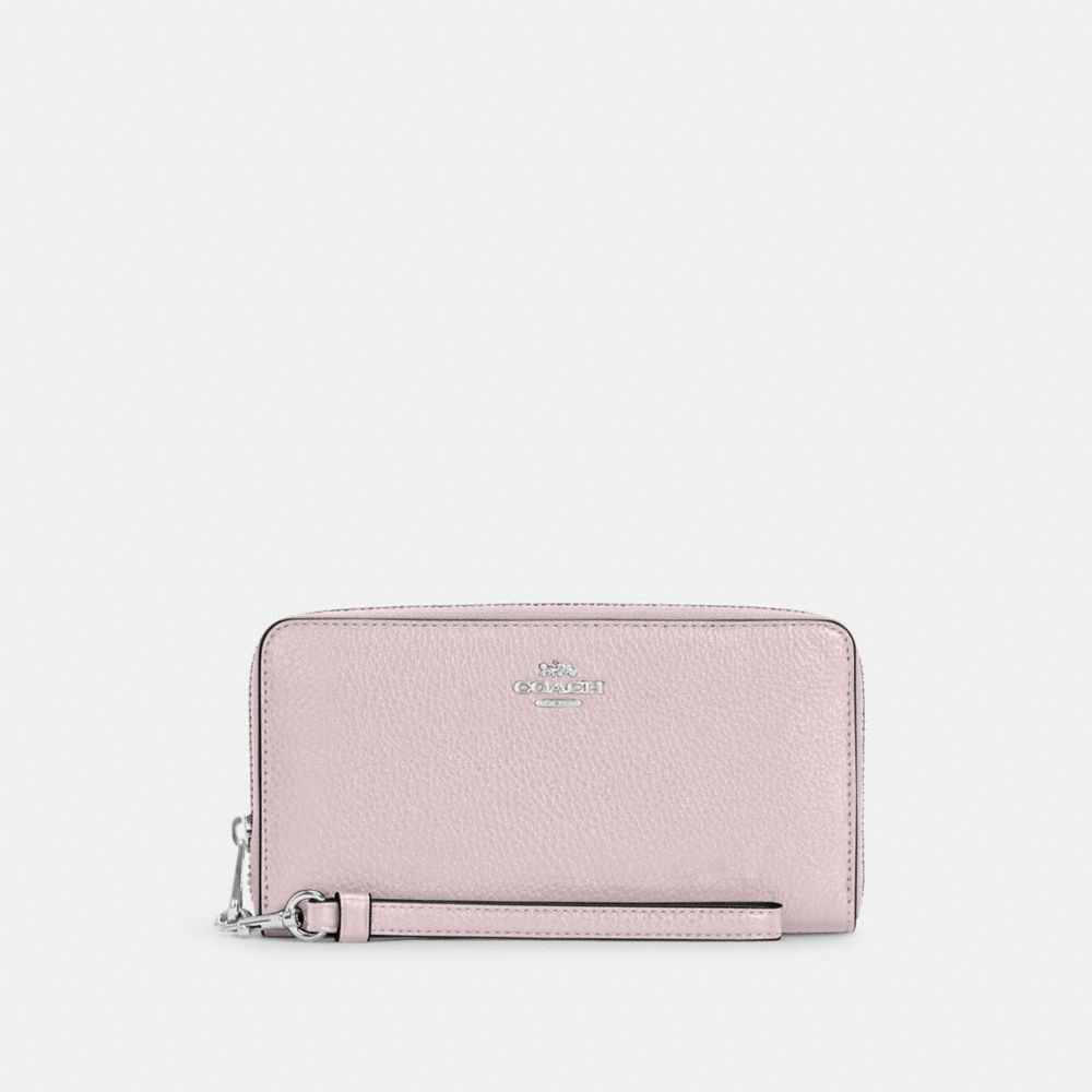 COACH C4451 Long Zip Around Wallet Silver/Ice Pink