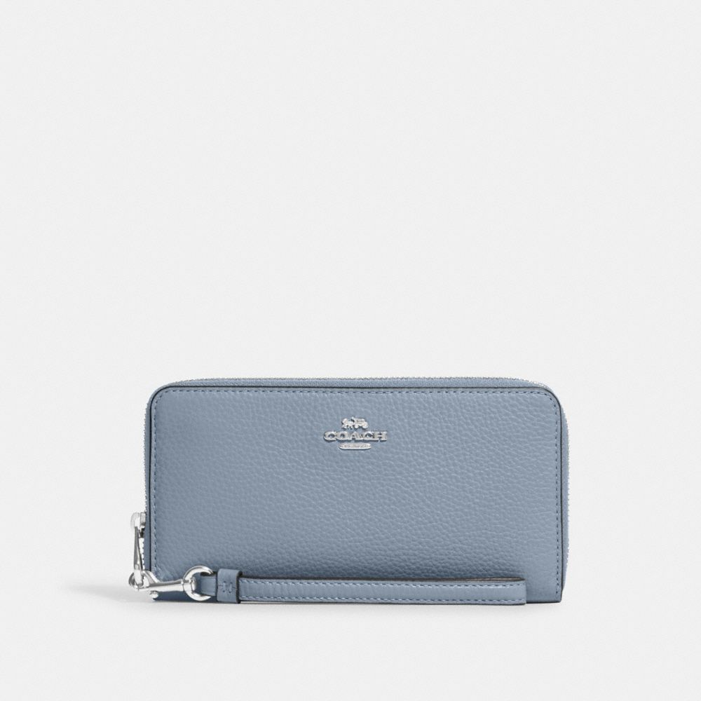 COACH C4451 Long Zip Around Wallet Sv/Grey Mist