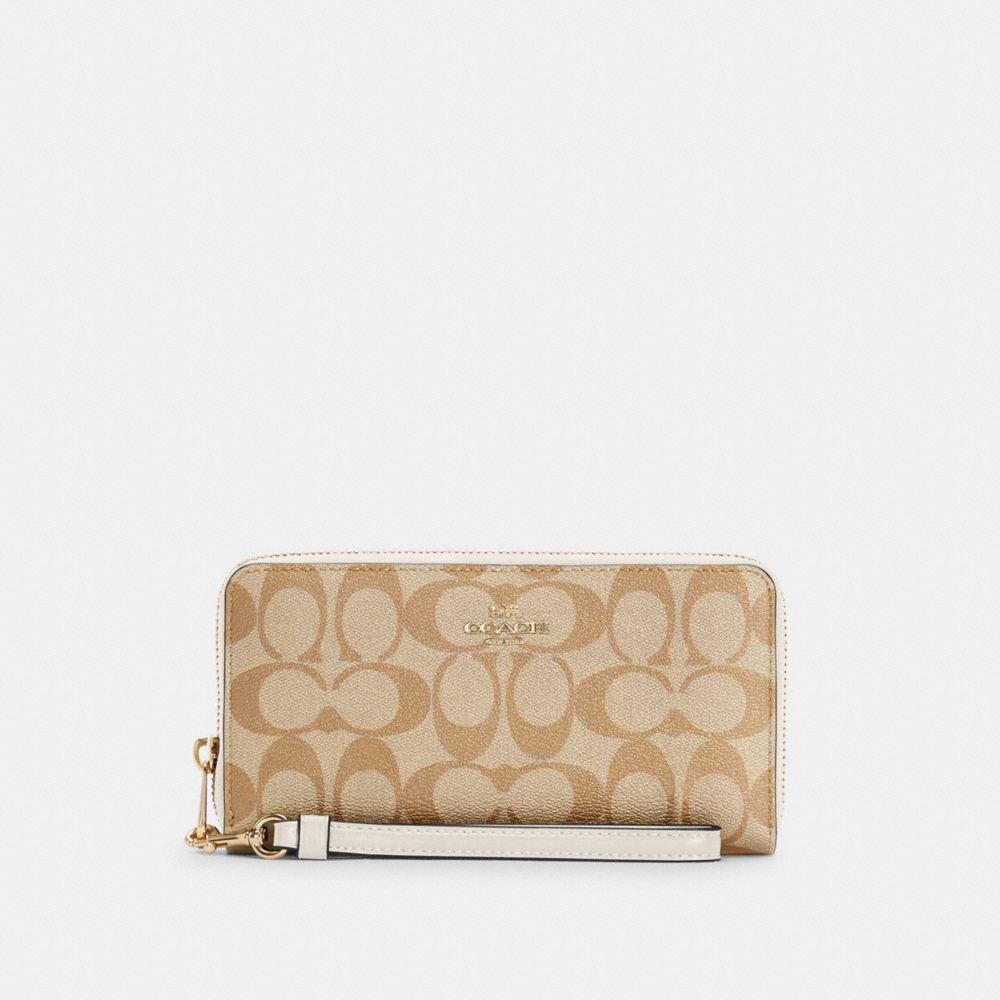 LONG ZIP AROUND WALLET IN SIGNATURE CANVAS - IM/LIGHT KHAKI CHALK - COACH C4452