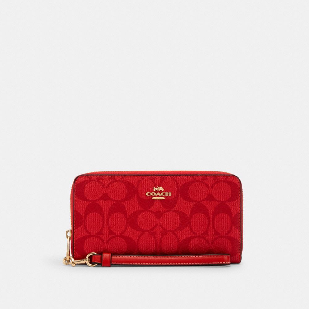 Long Zip Around Wallet In Signature Canvas - IM/MIAMI RED - COACH C4452