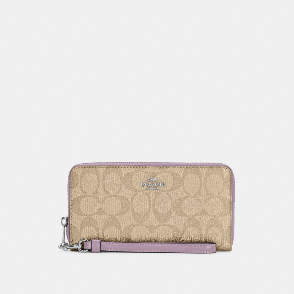 Long Zip Around Wallet In Signature Canvas - C4452 - SV/Light Khaki/Soft Lilac