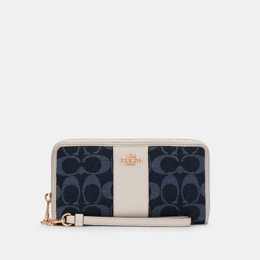 COACH C4453 Long Zip Around Wallet In Signature Jacquard IM/DENIM MULTI