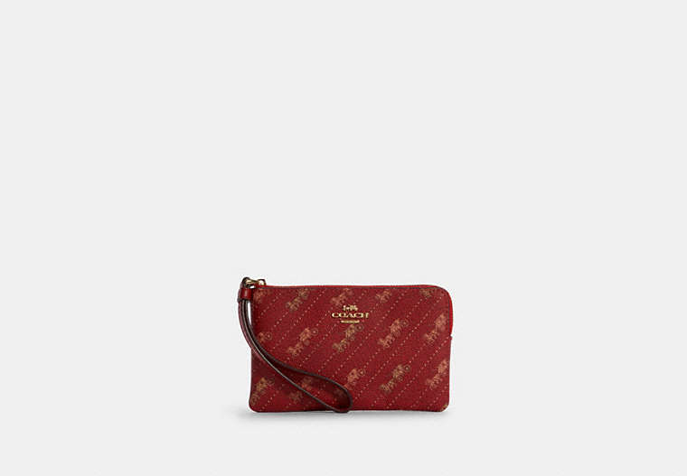 Corner Zip Wristlet With Horse And Carriage Dot Print image number 0