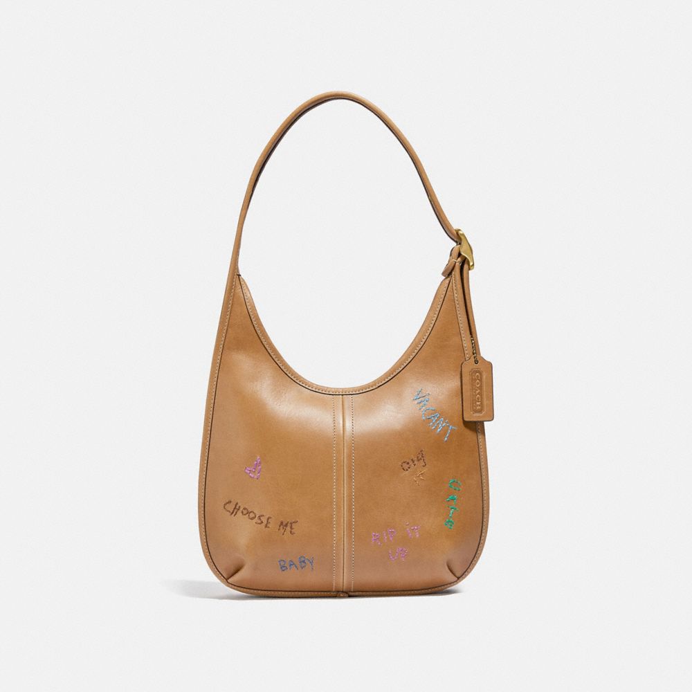 Ergo Shoulder Bag In Original Natural Leather - C4473 - BRASS/TURMERIC NUT