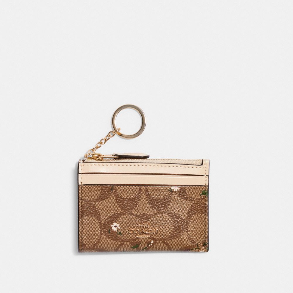 COACH MINI SKINNY ID CASE IN SIGNATURE CANVAS WITH EVERGREEN PRINT - IM/KHAKI MULTI - C4476