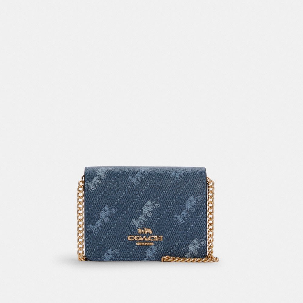 MINI WALLET WITH HORSE AND CARRIAGE DOT PRINT - C4477 - IM/DENIM