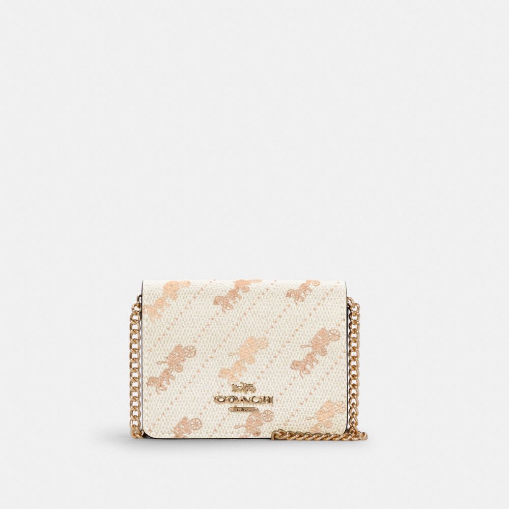 MINI WALLET WITH HORSE AND CARRIAGE DOT PRINT - C4477 - IM/CREAM