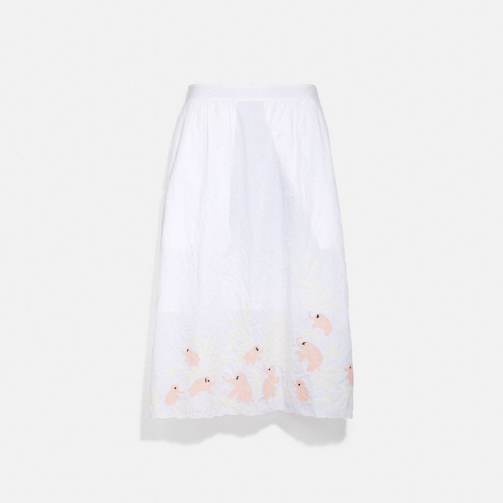 COACH C4488 Embroidered Elephant Slip Skirt OFF WHITE
