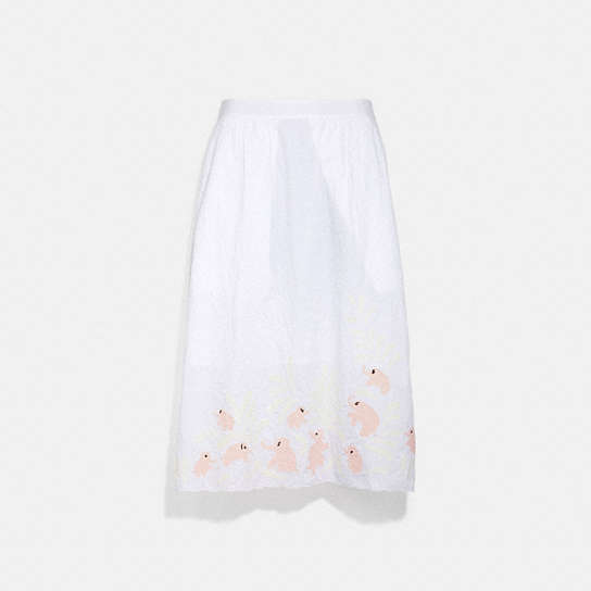 C4488 - Embroidered Elephant Slip Skirt OFF WHITE