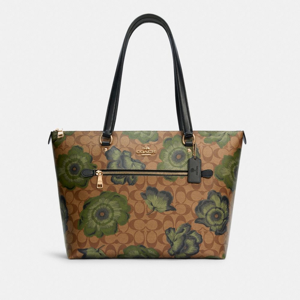 COACH GALLERY TOTE IN SIGNATURE CANVAS WITH KAFFE FASSETT PRINT - IM/KHAKI GREEN MULTI - C4520