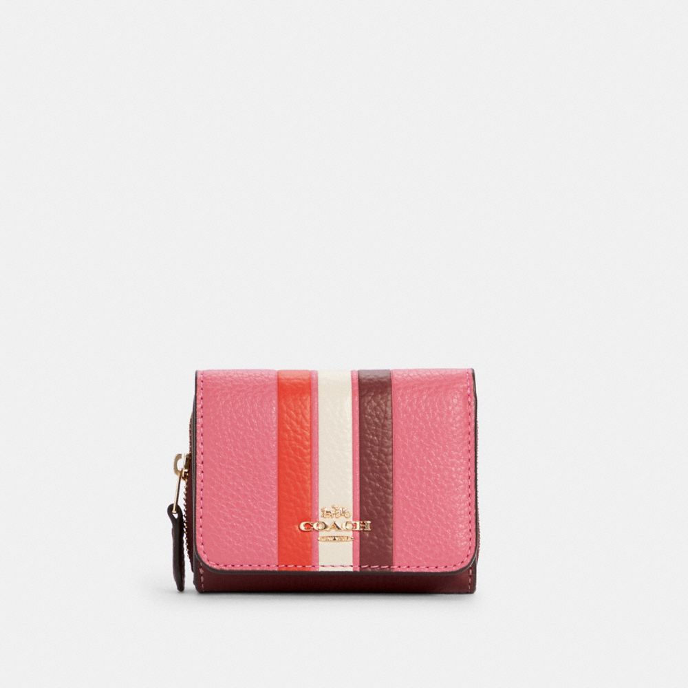 SMALL TRIFOLD WALLET IN COLORBLOCK WITH STRIPE - IM/CONFETTI PINK MANGO MULTI - COACH C4525