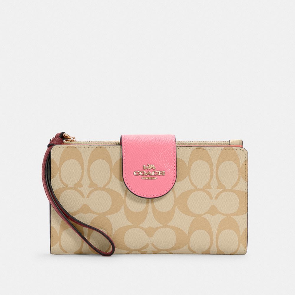 COACH C4528 - TECH WALLET IN COLORBLOCK SIGNATURE CANVAS IM/CONFETTI PINK MANGO MULTI