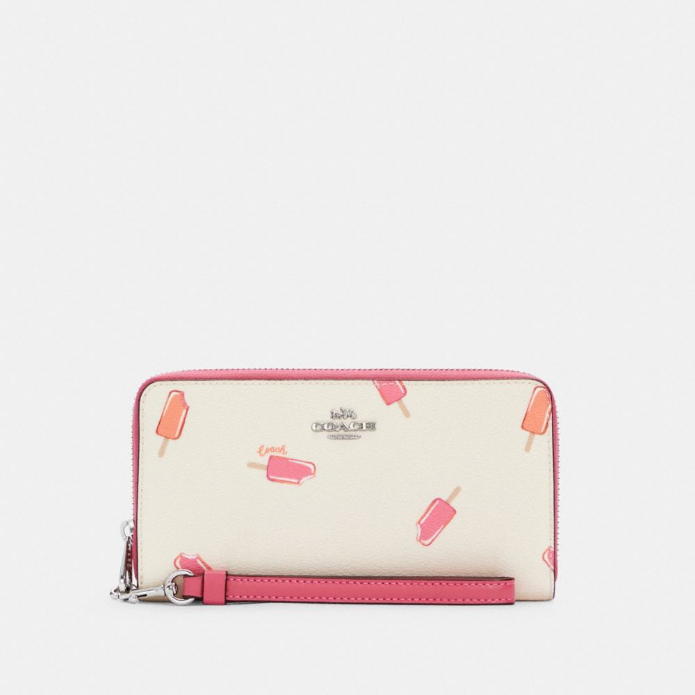 COACH C4530 Long Zip Around Wallet With Popsicle Print SV/CHALK MULTI