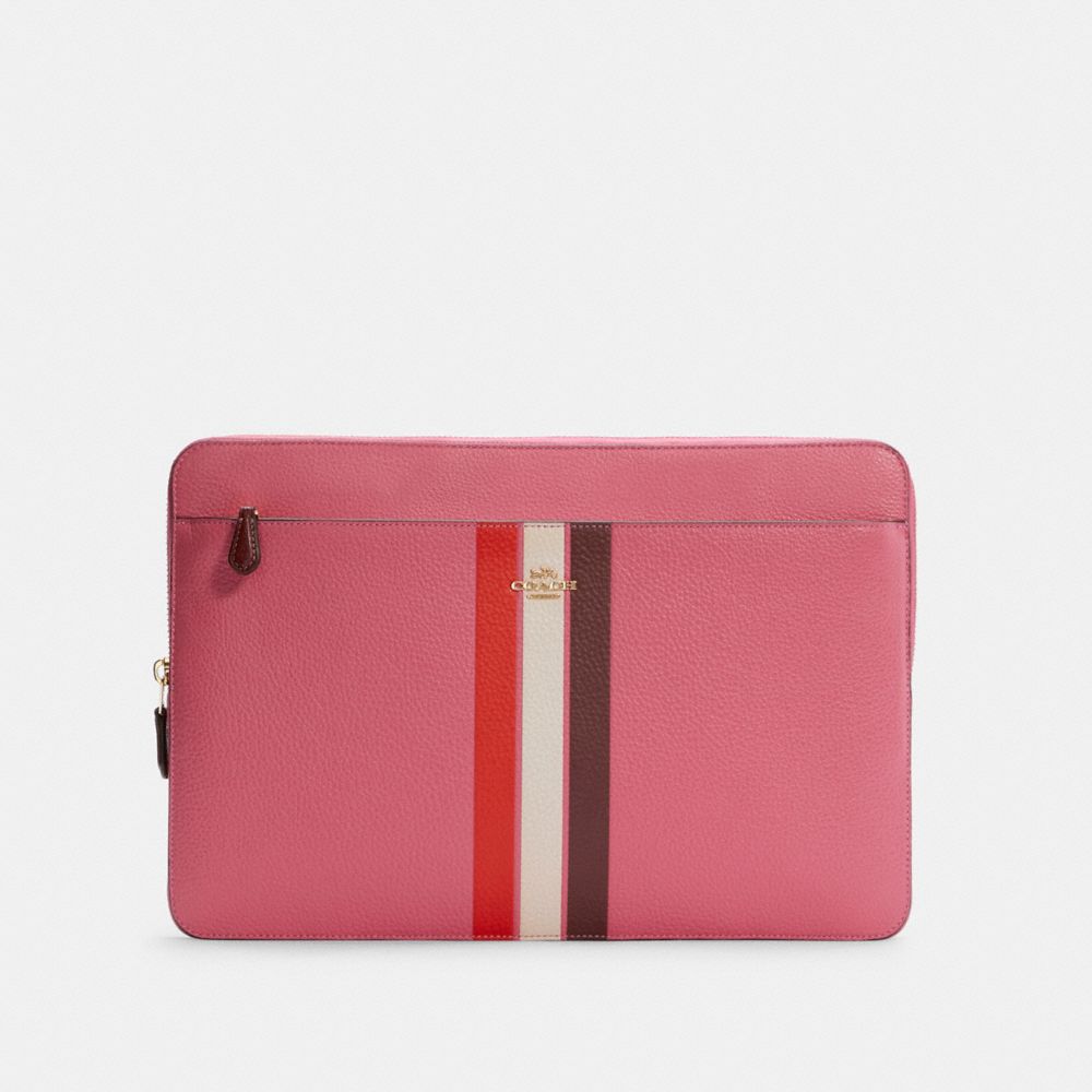 COACH C4544 LAPTOP SLEEVE IN COLORBLOCK WITH STRIPE IM/CONFETTI PINK MANGO MULTI