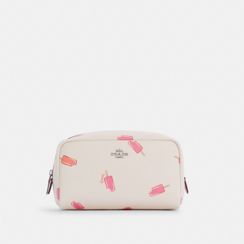 SMALL BOXY COSMETIC CASE WITH POPSICLE PRINT - SV/CHALK MULTI - COACH C4551