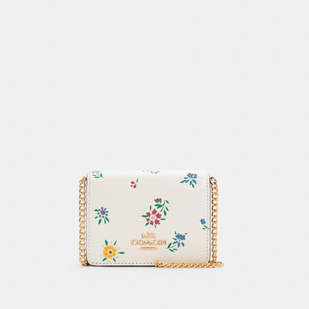 COACH MINI WALLET WITH WILD MEADOW PRINT - IM/CHALK MULTI - C4556